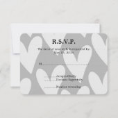 Grijze en witte harten bruiloft RSVP (Voorkant)