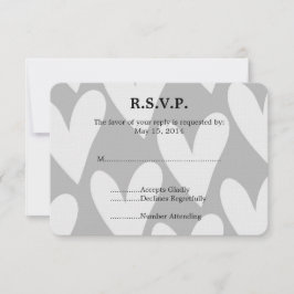 Grijze en witte harten bruiloft RSVP