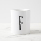 Grijze en witte Initiaal Letter Monogrammed Plain Extra Grote Beker (Voorkant)