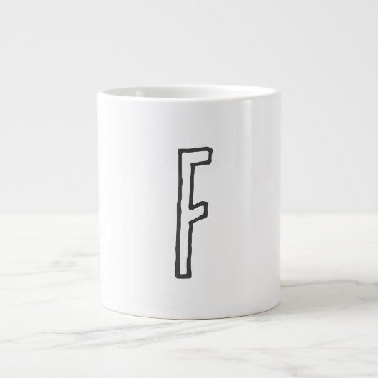 Grijze en witte Initiaal Letter Monogrammed Plain Extra Grote Beker (Voorkant)
