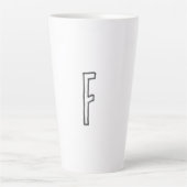 Grijze en witte Initiaal Letter Monogrammed Plain Latte Mok (Voorkant)