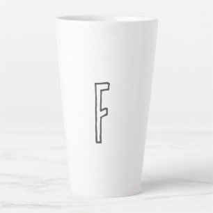 Grijze en witte Initiaal Letter Monogrammed Plain Latte Mok