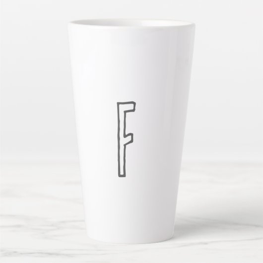Grijze en witte Initiaal Letter Monogrammed Plain Latte Mok (Voorkant)