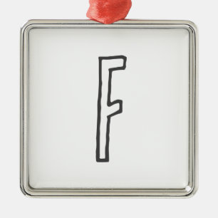 Grijze en witte Initiaal Letter Monogrammed Plain Metalen Ornament