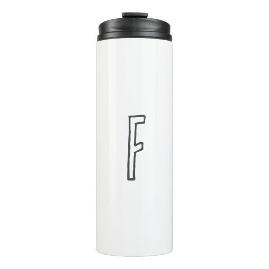 Grijze en witte Initiaal Letter Monogrammed Plain Thermosbeker (Voorkant)