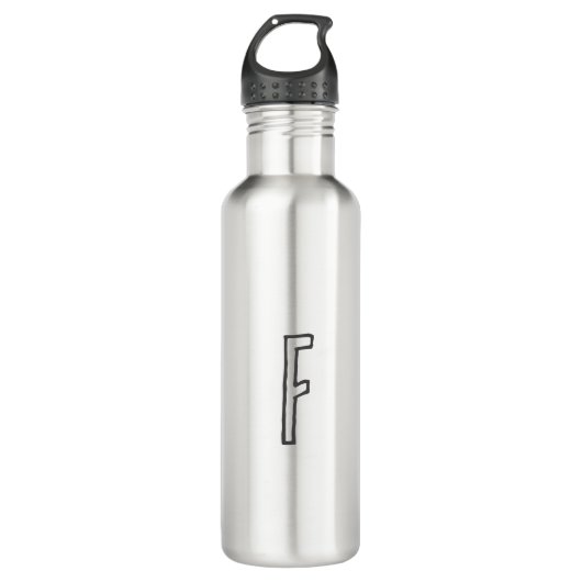 Grijze en witte Initiaal Letter Monogrammed Plain Waterfles (Voorkant)