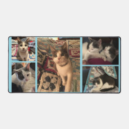 Grijze en witte kat bureaumat