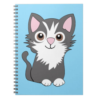 Grijze en witte kat notitieboek
