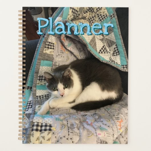 Grijze en witte kat planner (Voorkant)