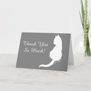 Grijze en Witte Kat Silhouette Art Dank u kaart