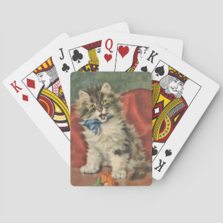 Grijze en witte Kitten speelkaarten