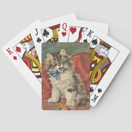 Grijze en witte Kitten speelkaarten (Achterkant)