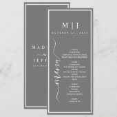 Grijze en witte minimalistische bruiloft menu (Voorkant / Achterkant)