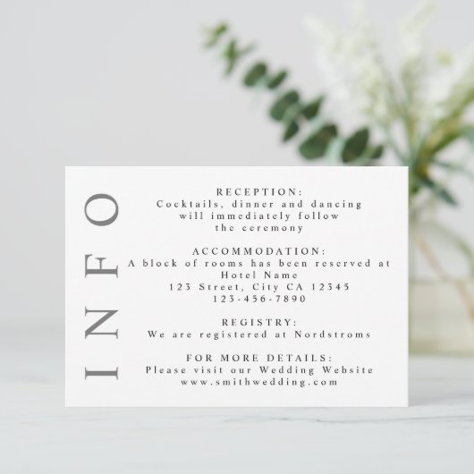 Grijze en witte monogram minimalistische bruiloft RSVP kaartje (Staand voorkant)