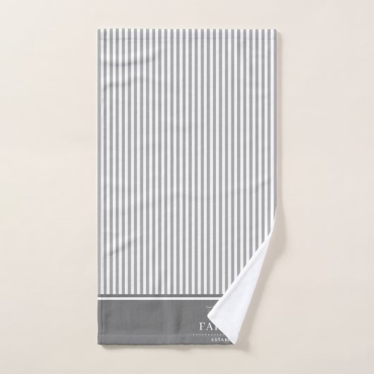 Grijze en witte paniekstrips Aangepaste badhanddoe Bad Handdoek (Handdoek)