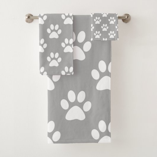 Grijze en witte pootafdrukken bad handdoek (Insitu)