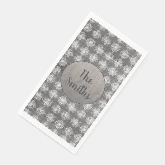 Grijze en witte schelpen servet (Hoek)