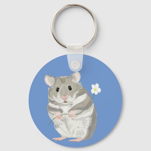 Grijze en witte Sleutelhanger van de hamster van d (Voorkant)