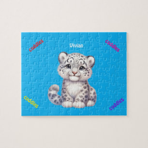 Grijze en witte sneeuwluipaard legpuzzel