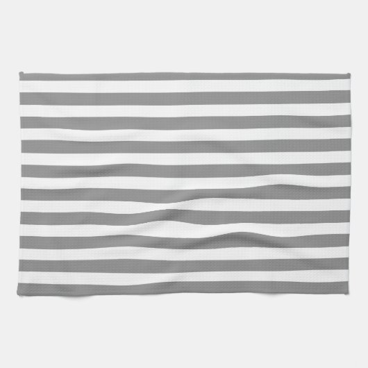 Grijze en witte snoepjes strepen theedoek (Horizontaal)
