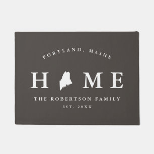 Grijze en witte staat Maine Map Mat, Doormat Deurmat