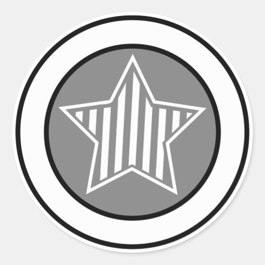 Grijze en Witte Ster Sticker (Voorkant)