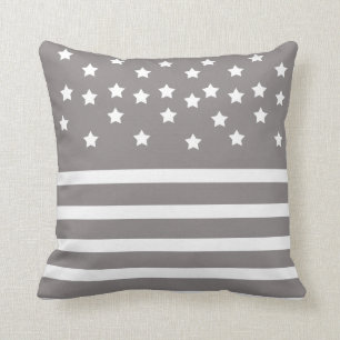 Grijze en witte sterren & stripes kussen