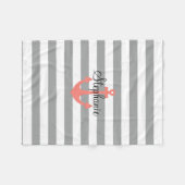 Grijze en witte strepen met kerneanchor fleece deken (Voorkant (Horizontaal))