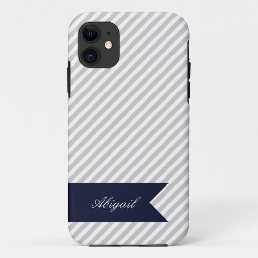 Grijze en witte strepen met Monogram iPhone 5 Hoes (Achterkant)