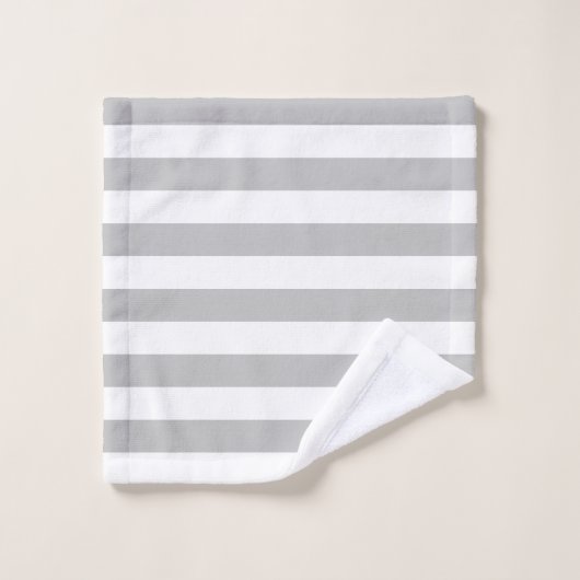 grijze en witte stripset handdoekset bad handdoek (Wasdoekje)