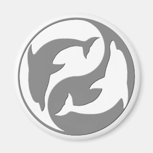 Grijze en witte yin Yang Dolphins Magnet Magneet