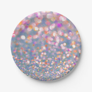 Grijze en zachte roze confetti papieren bord