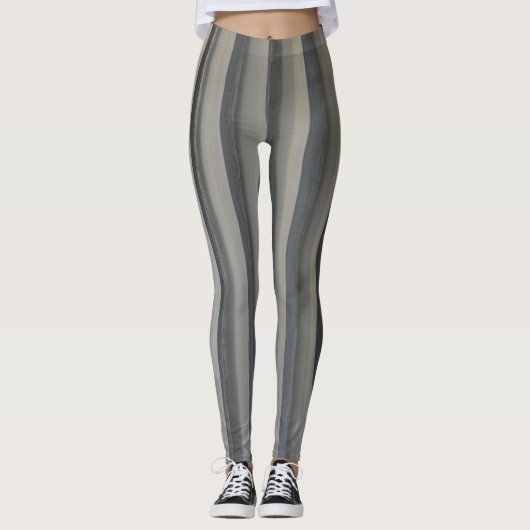 Grijze en zwarte aap monochromatische strips leggings (Voorkant)