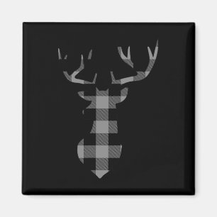 Grijze en zwarte Buffalo Plaid Flanel Christmas De Magneet