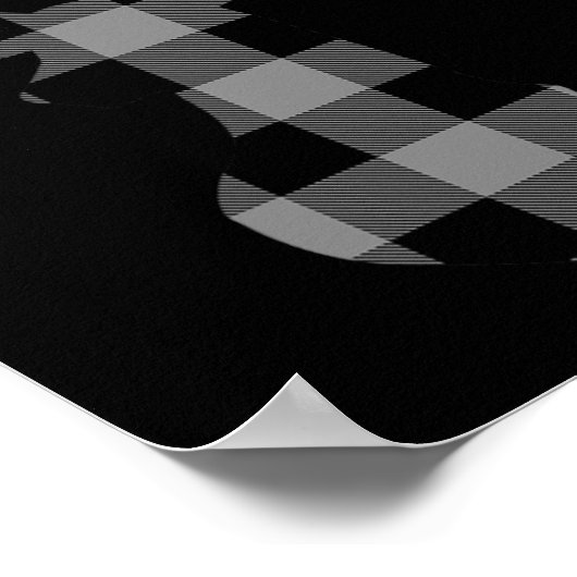 Grijze en zwarte Buffalo Plaid Flanel Christmas De Poster (Hoek)