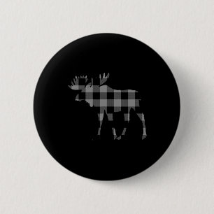 Grijze en zwarte Buffalo Plaid Flanel Christmas Mo Ronde Button 5,7 Cm