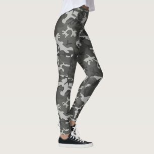 Grijze en zwarte Camo Aangepaste Leggings