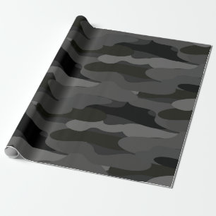 Grijze en zwarte Camouflage Cadeaupapier