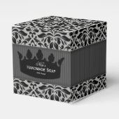 Grijze en zwarte Damashandgemaakte zeep Bedankdoosjes (Voorkant Zijde)