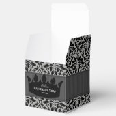 Grijze en zwarte Damashandgemaakte zeep Bedankdoosjes (Geopend)