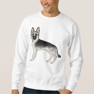 Grijze en zwarte Duitse herder cartoon GSD hond Trui