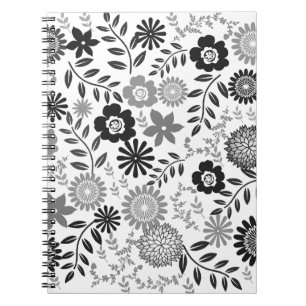Grijze en zwarte florale patroon notitieboek