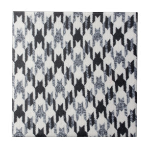 Grijze en zwarte Houndstooth Modern Fabric Texture Tegeltje