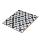 Grijze en zwarte Houndstooth Modern Fabric Texture Tegeltje (Zijkant)