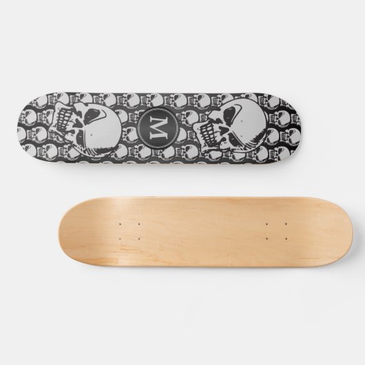 Grijze en zwarte schedelkoppen - Monogram Skateboard (Horizontaal)