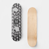 Grijze en zwarte schedelkoppen - Monogram Skateboard (Voorkant)