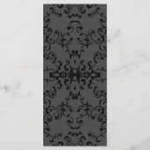 Grijze en zwarte Zwirl Gothic Wedding Menu (Achterkant)