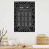 Grijze en zwarte Zwirl Gothic Wedding Poster (Keuken)