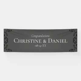 Grijze en zwarte Zwirl Gothic Wedding Spandoek