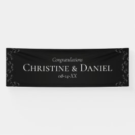 Grijze en zwarte Zwirl Gothic Wedding Spandoek